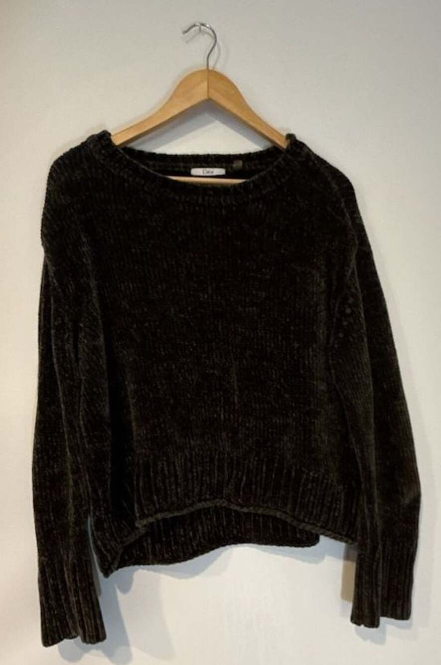 Dex Green Velvet Chenille Long Sleeve Pullover Sweater Size Large
